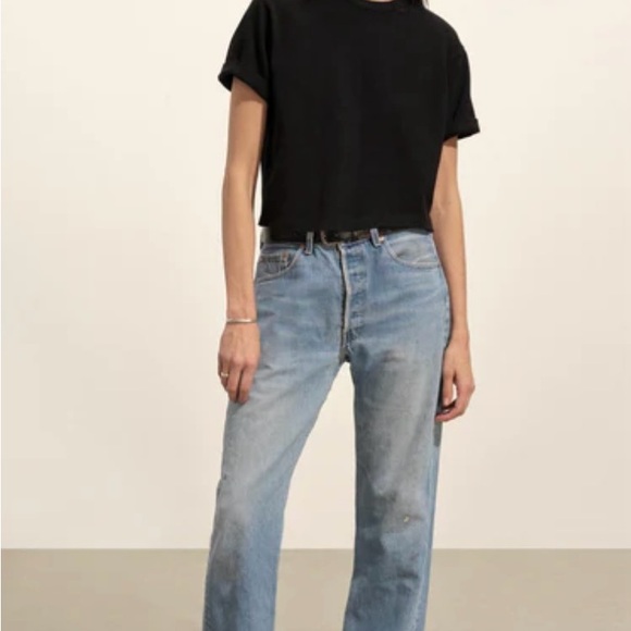 NWOT Buck Mason Field-Spec Boyfriend Crop Black Tee Shirt Size Mediun - Picture 3 of 9